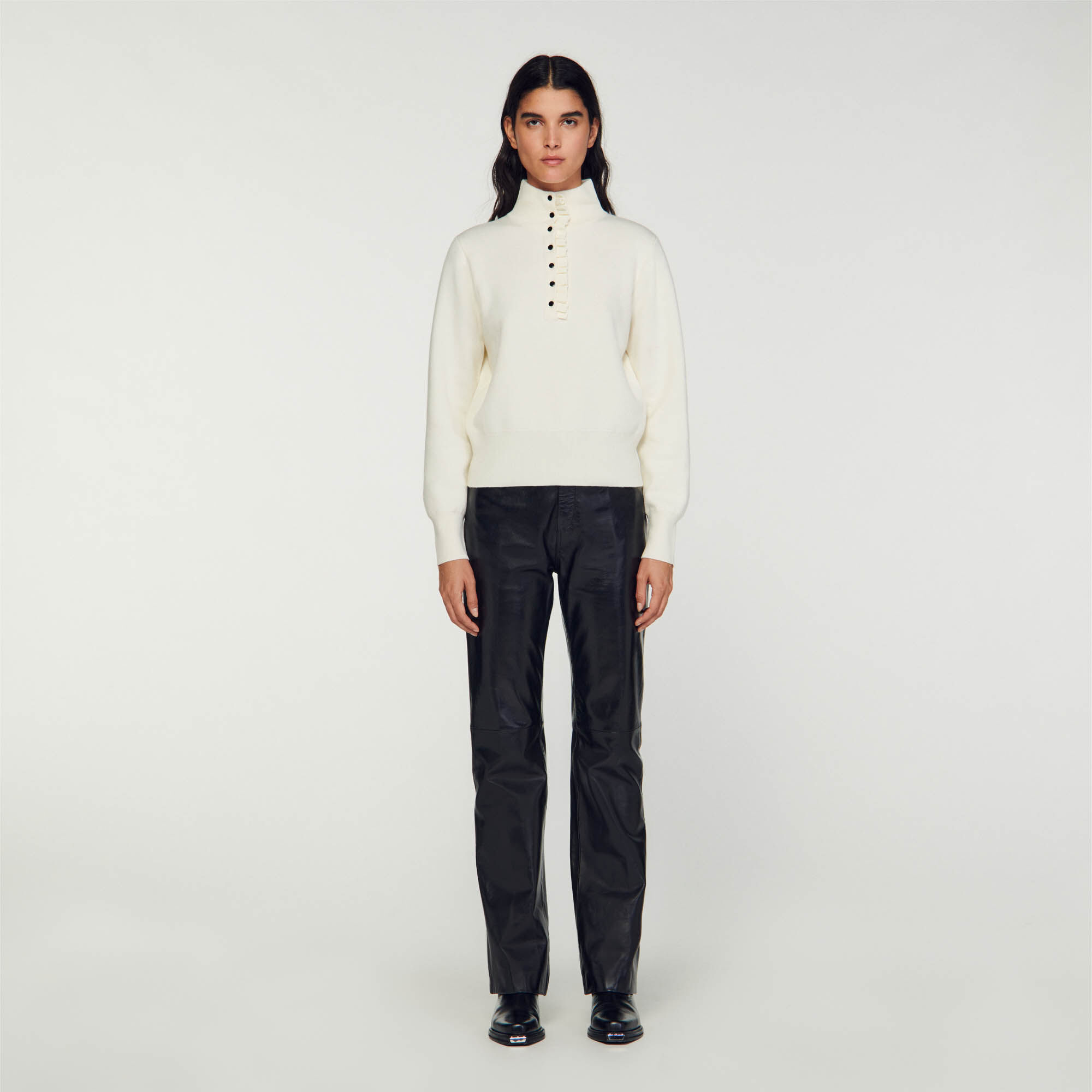 High neck frill jumper hot sale