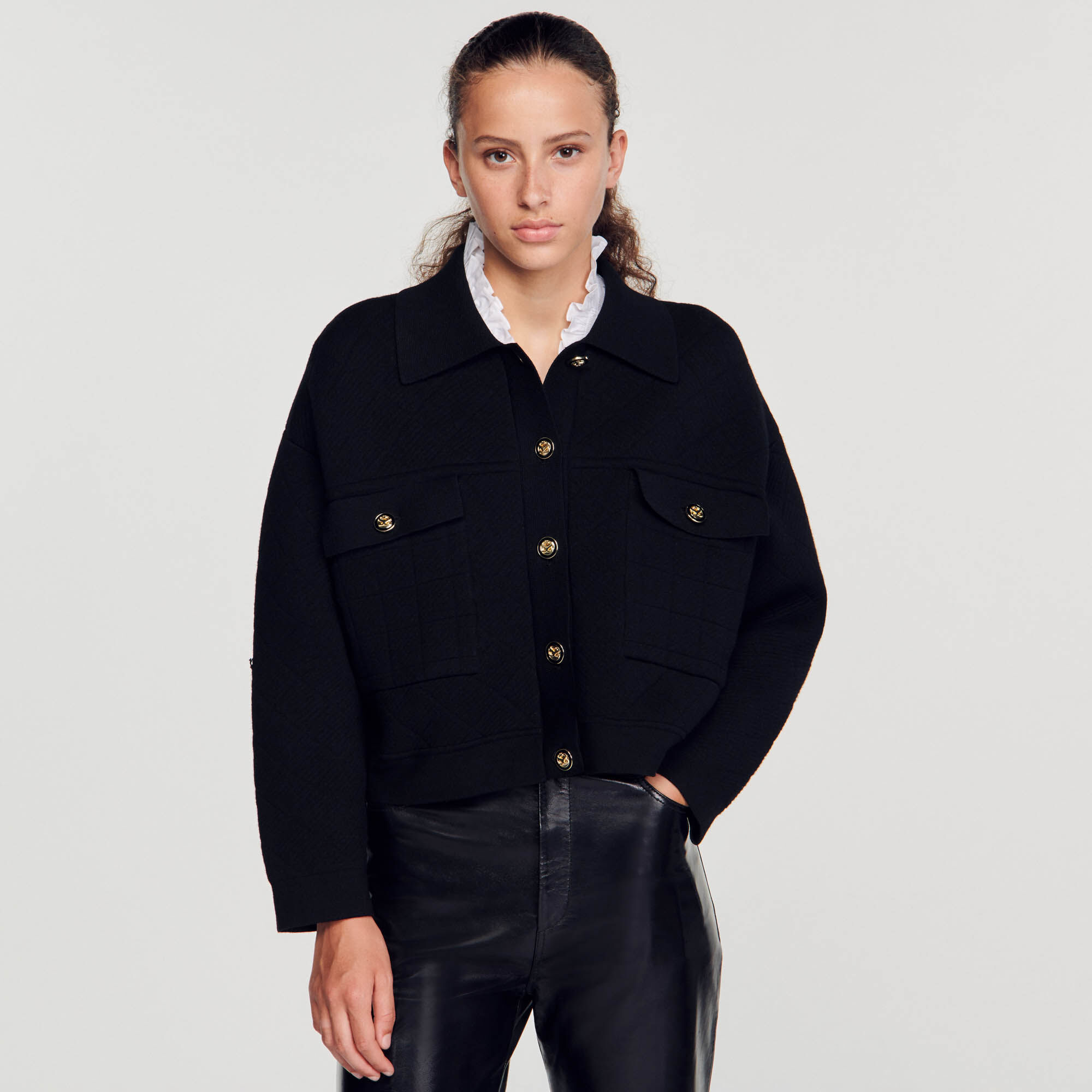 Black online knit jacket