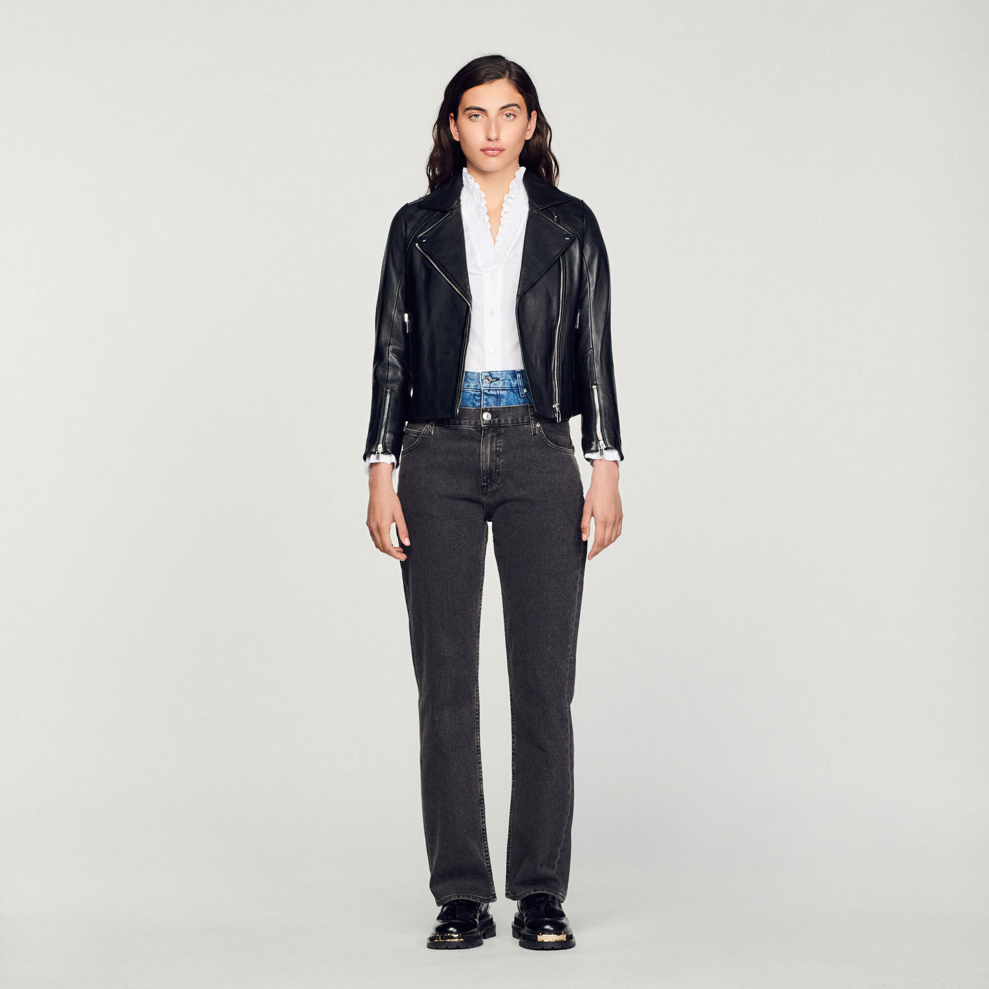 Veste cuir 2025 femme sandro