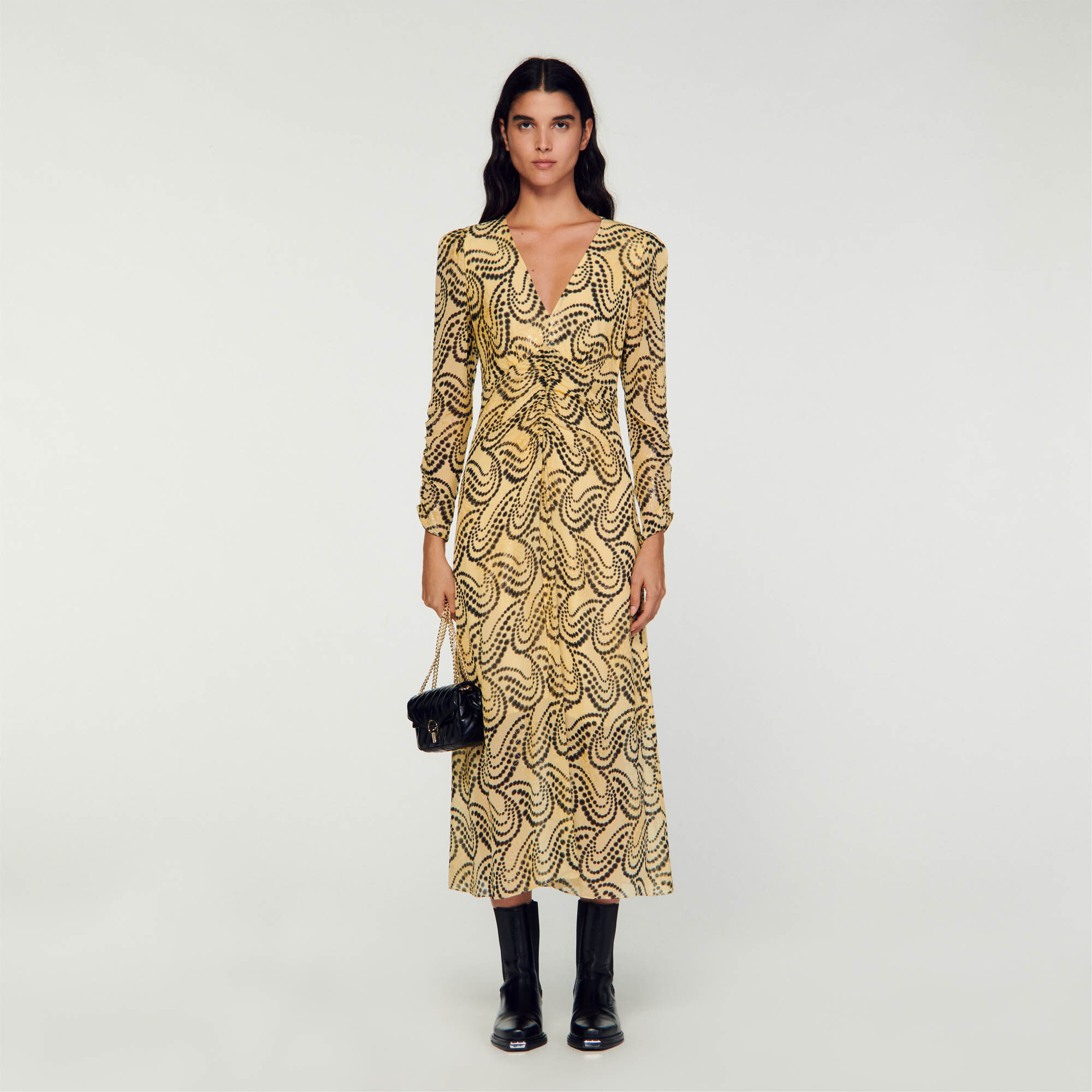 Sandro printed flowing midi sales dress