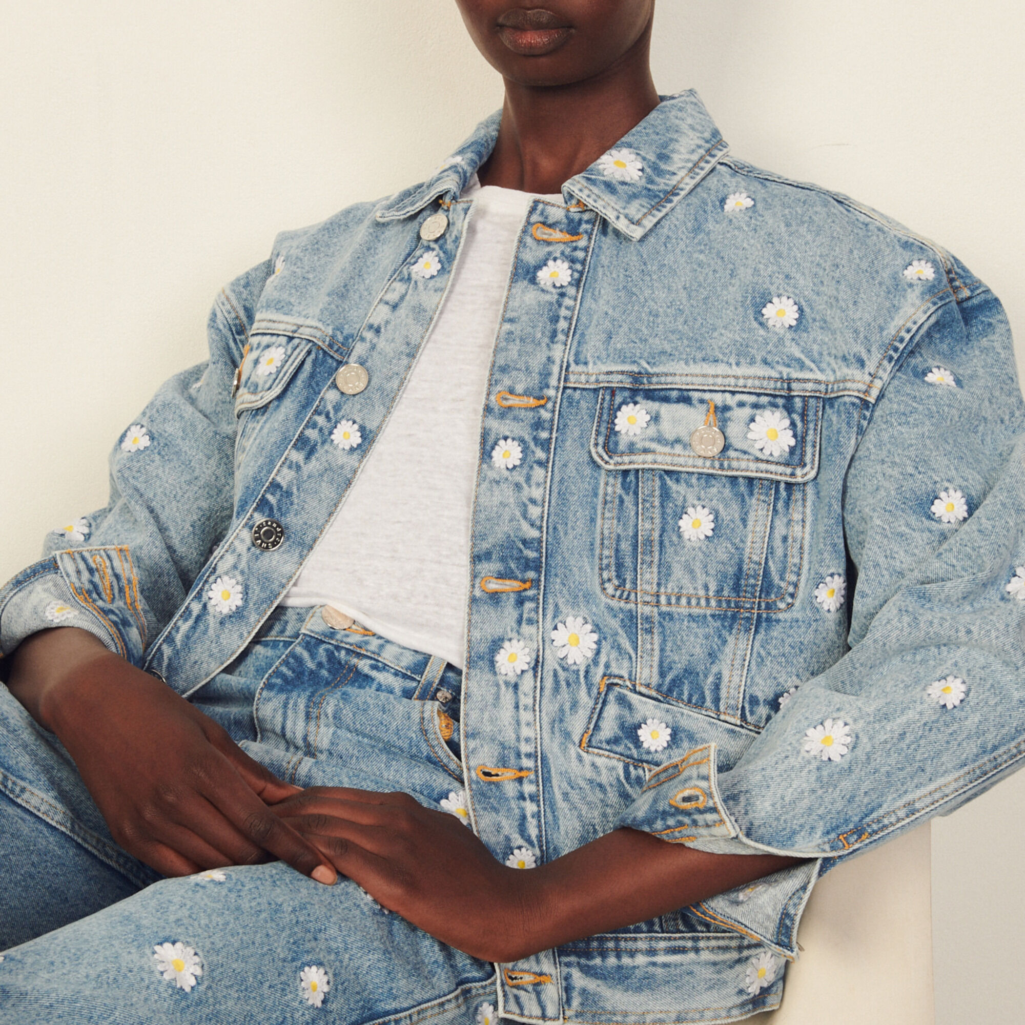 Sandro Oversized embroidered jacket SFPBL00495
