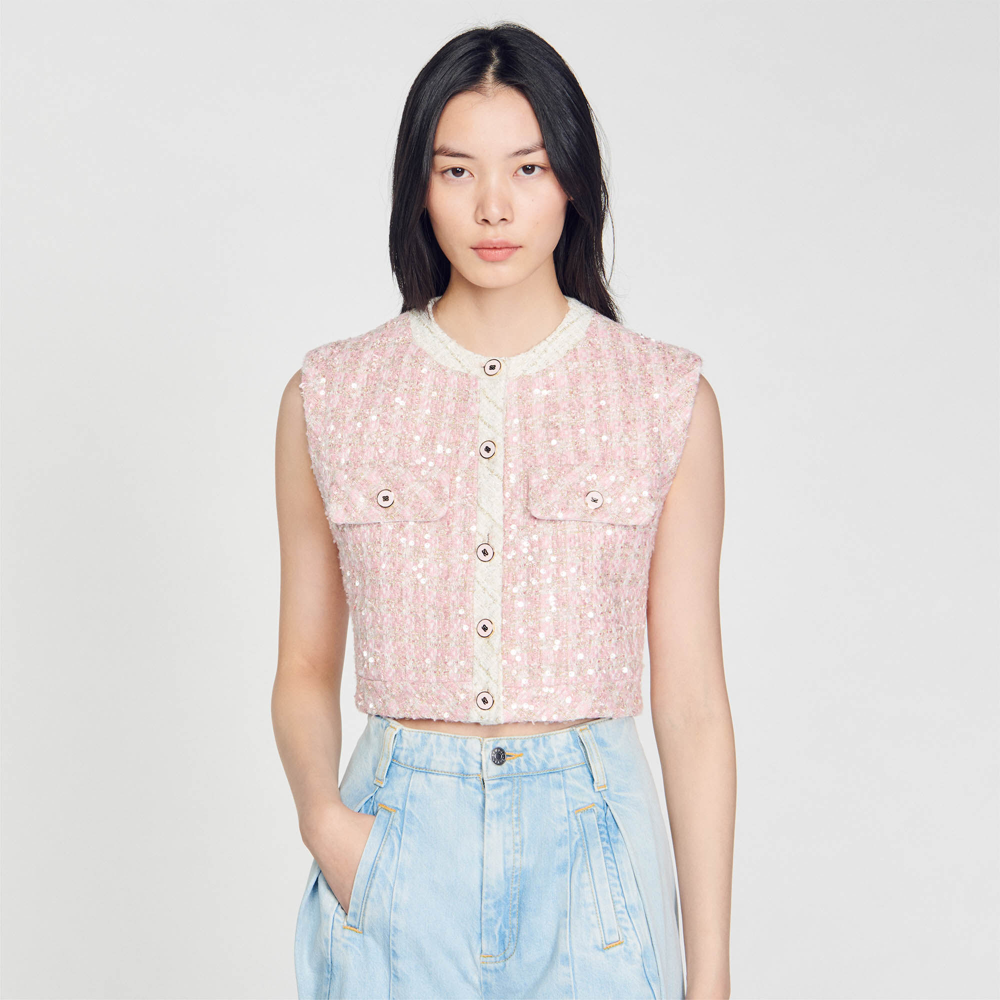 Tweed new arrivals sleeveless jacket