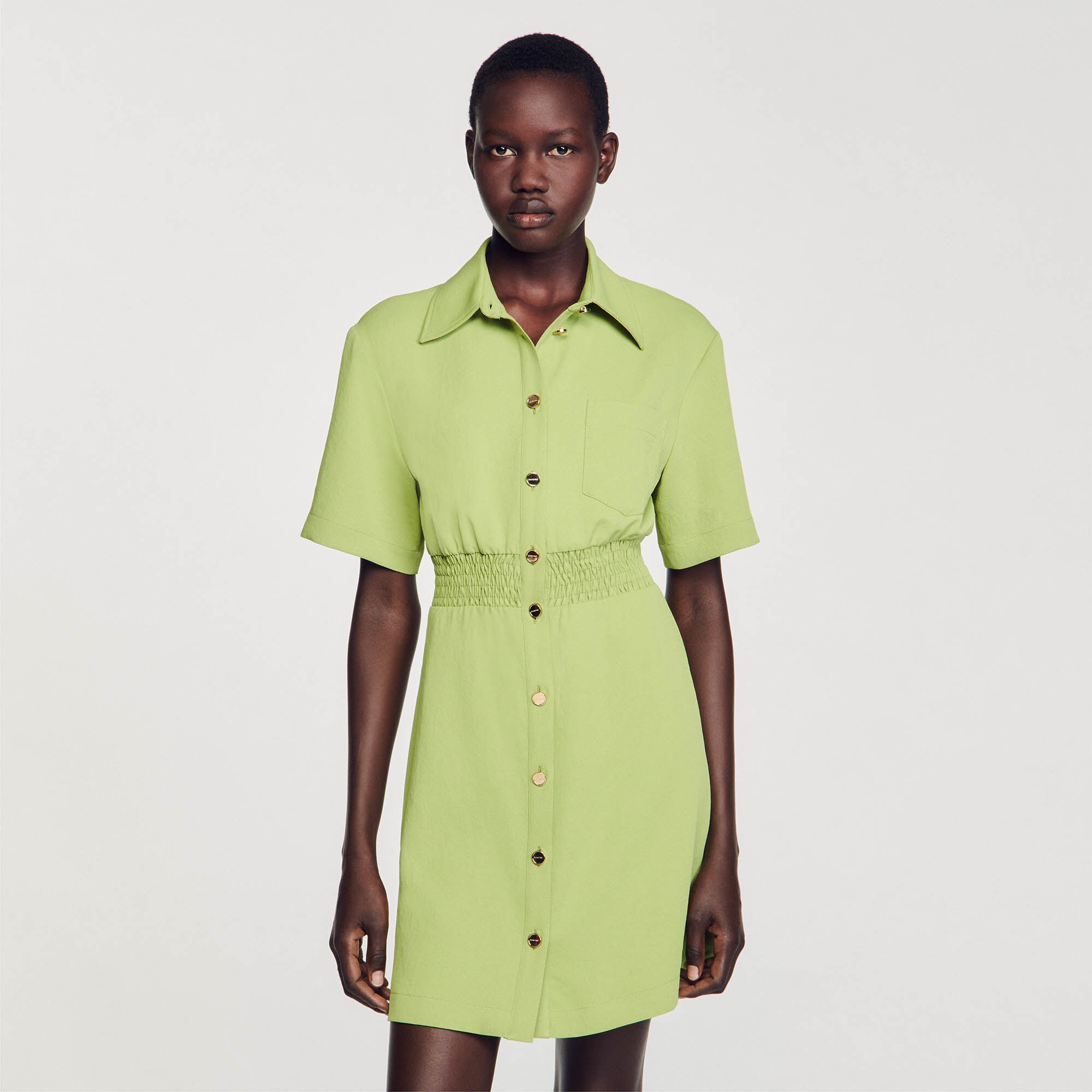 Olive green shop button dress