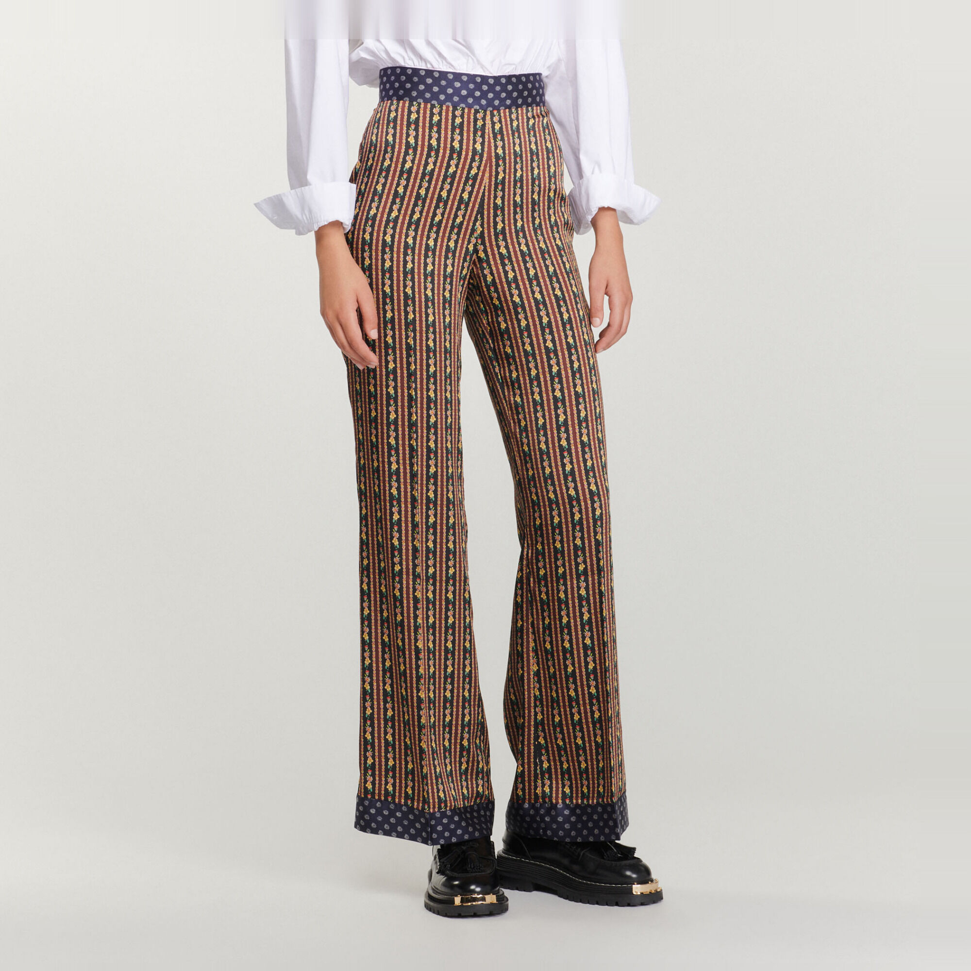 Flowing mixed print trousers SFPPA01030 Multi Color All