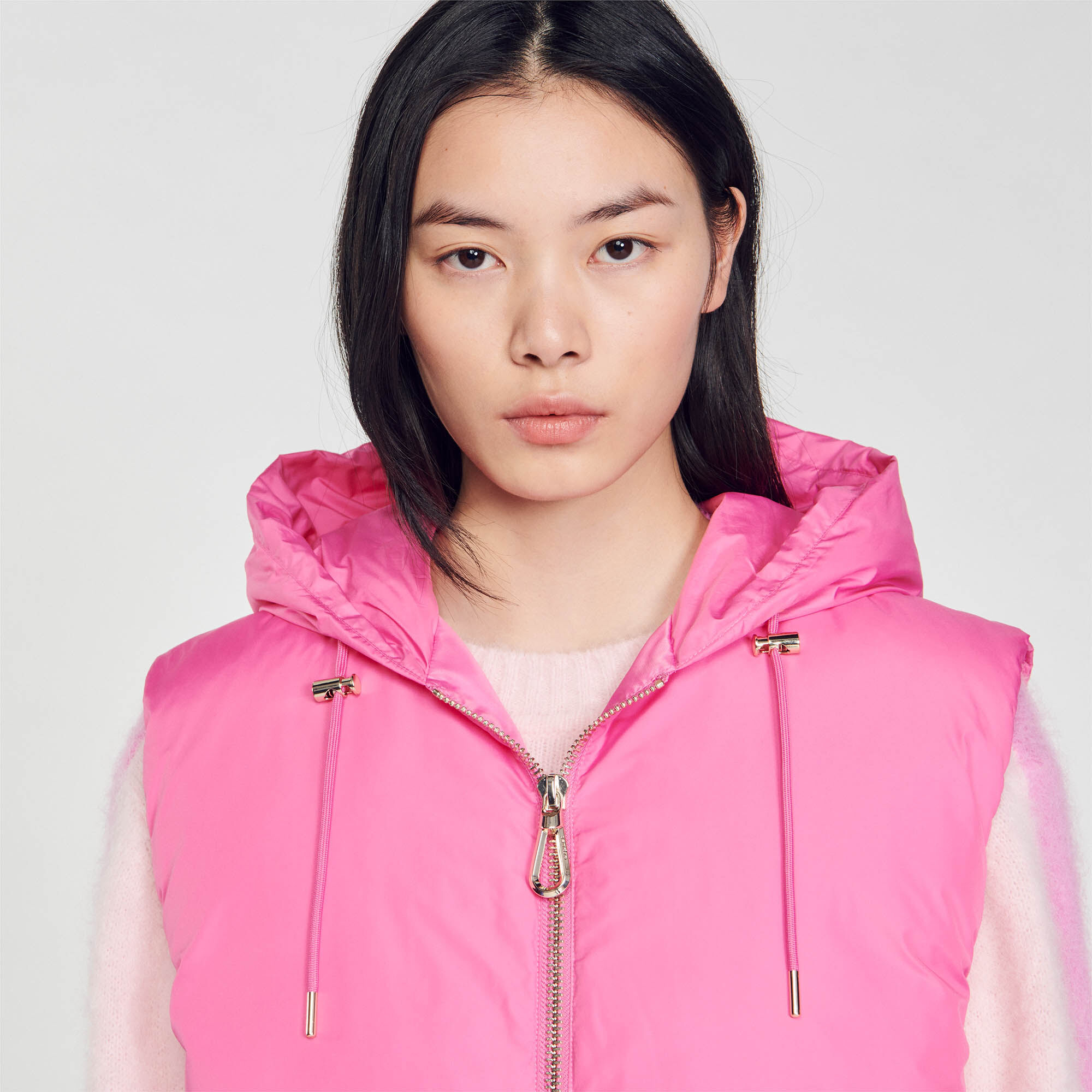 Sleeveless puffer jacket SFPOU00583 Fushia Coats Sandro Paris