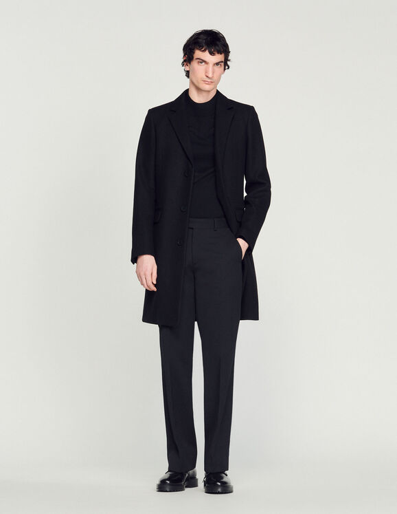 Wool and cashmere coat Black Homme