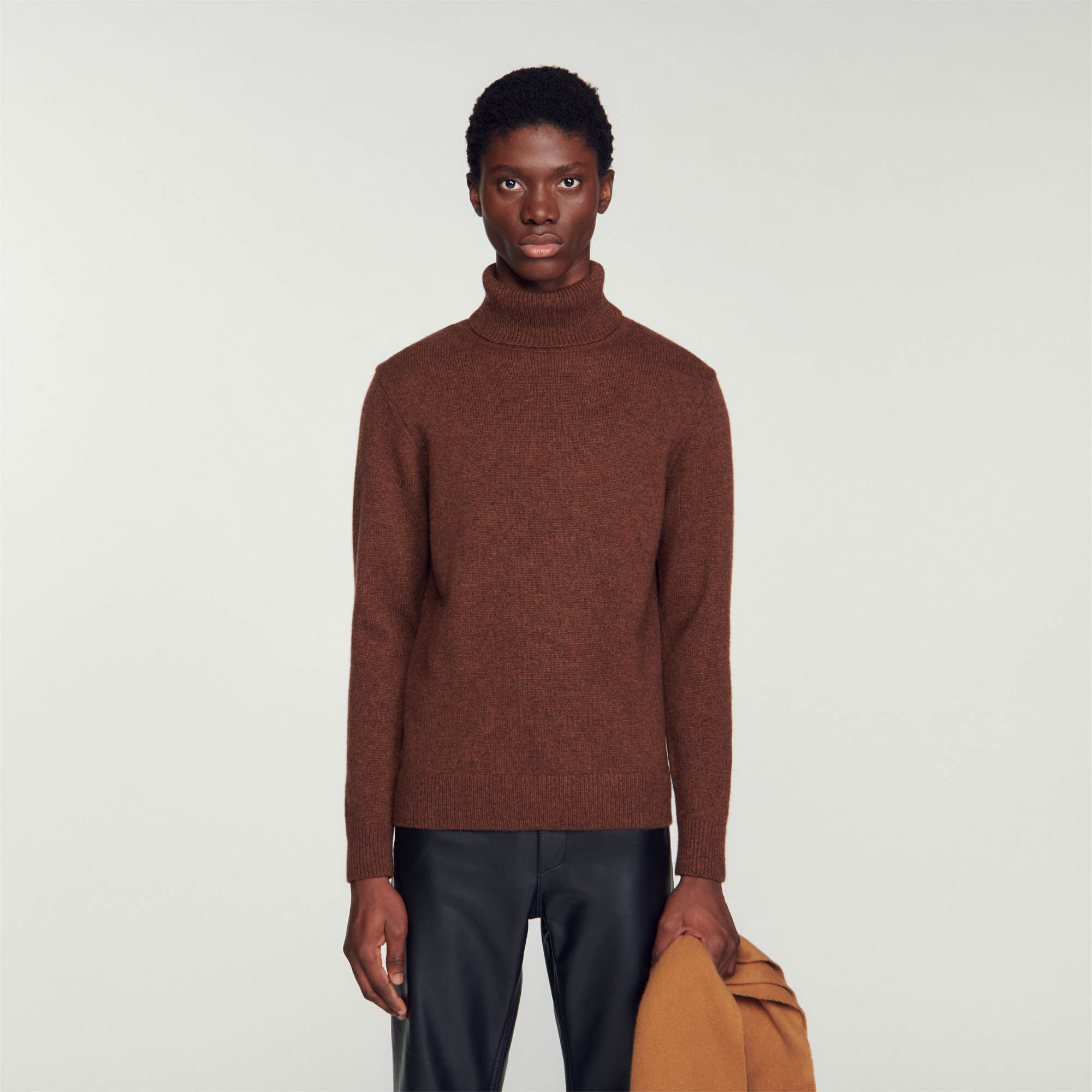 Mens brown polo deals neck jumper