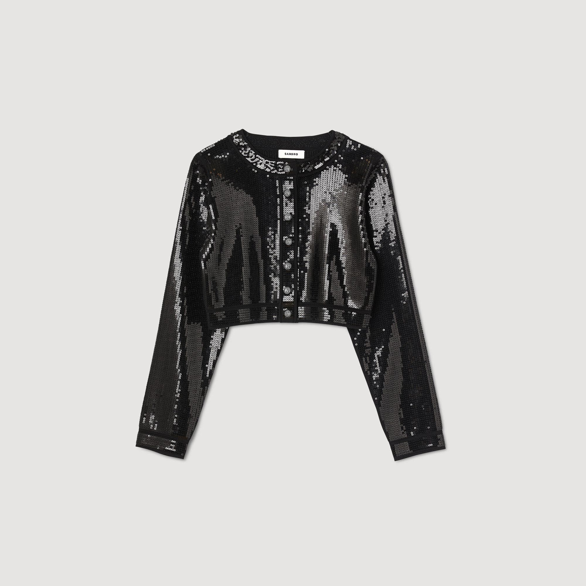 Cropped sequin cardigan SFPCA00857 Sweaters Cardigans Sandro