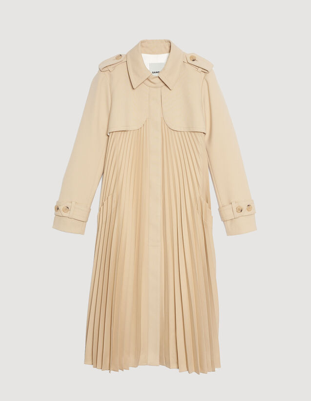 Sandro Pleated trench coat with belt Select a size and. 1