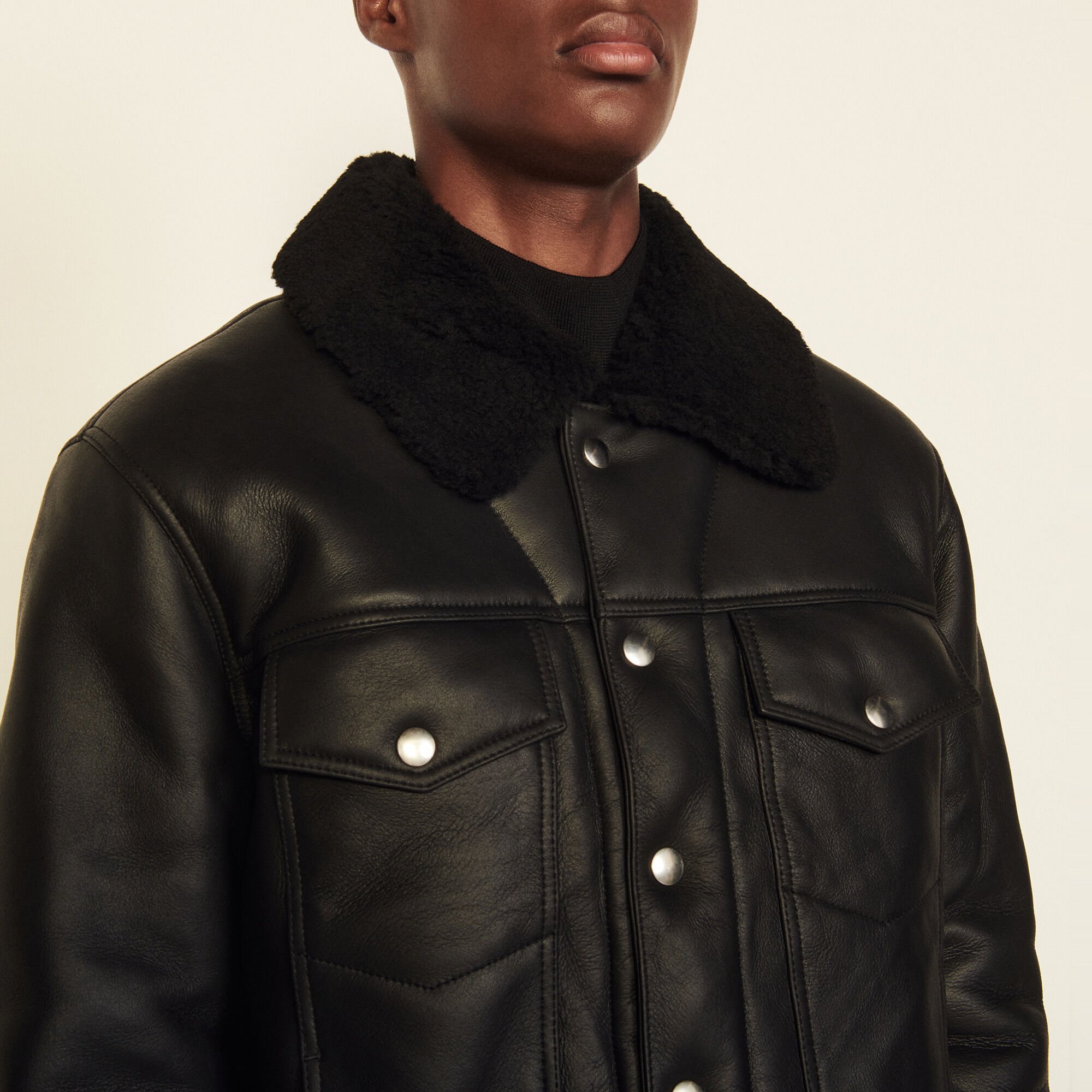 Sandro paris shearling best sale jacket