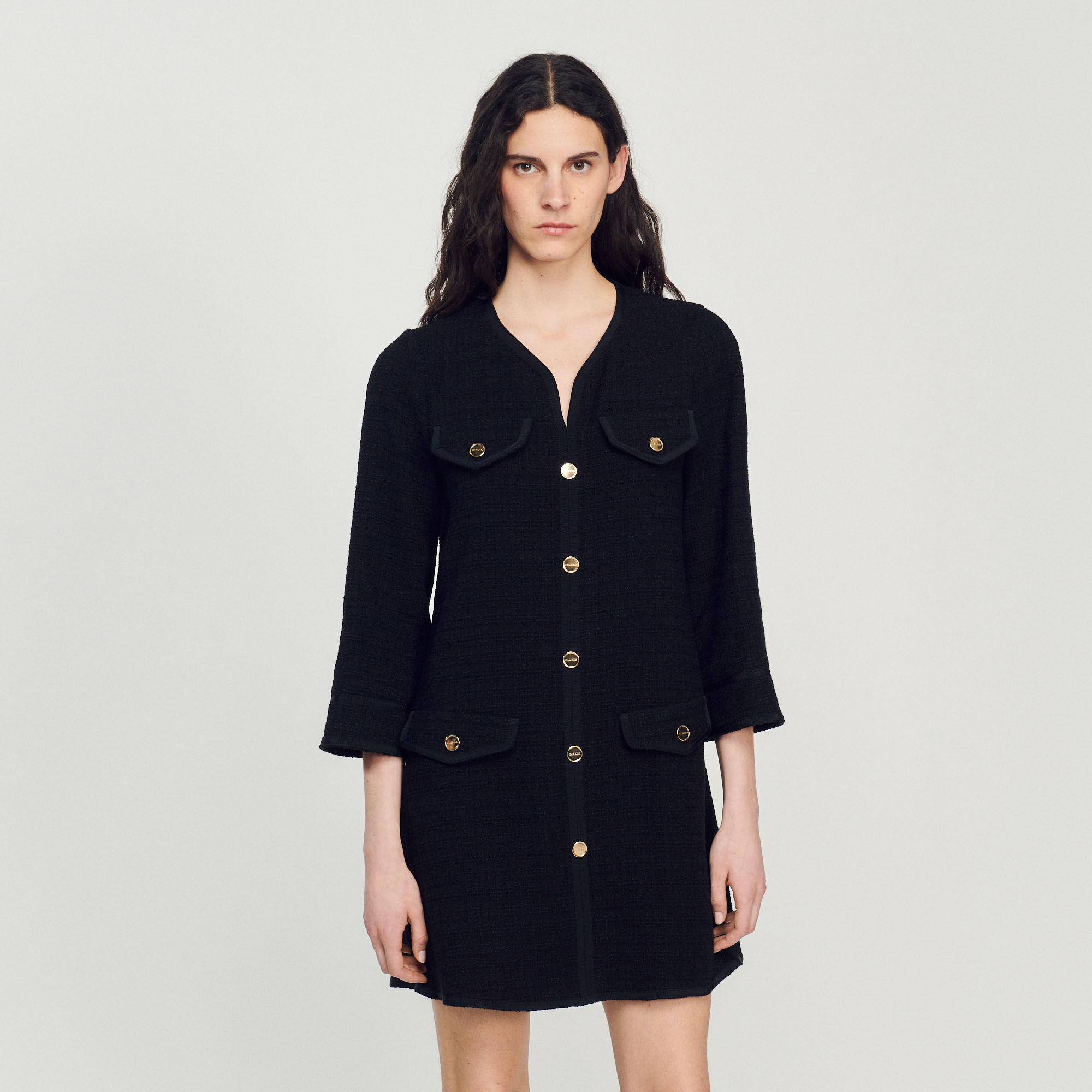 Long sleeved short tweed dress SFPRO02716 Dresses Sandro Paris