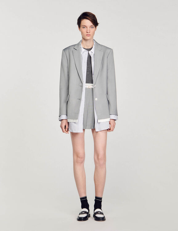 Satin-effect suit jacket Light Grey Femme