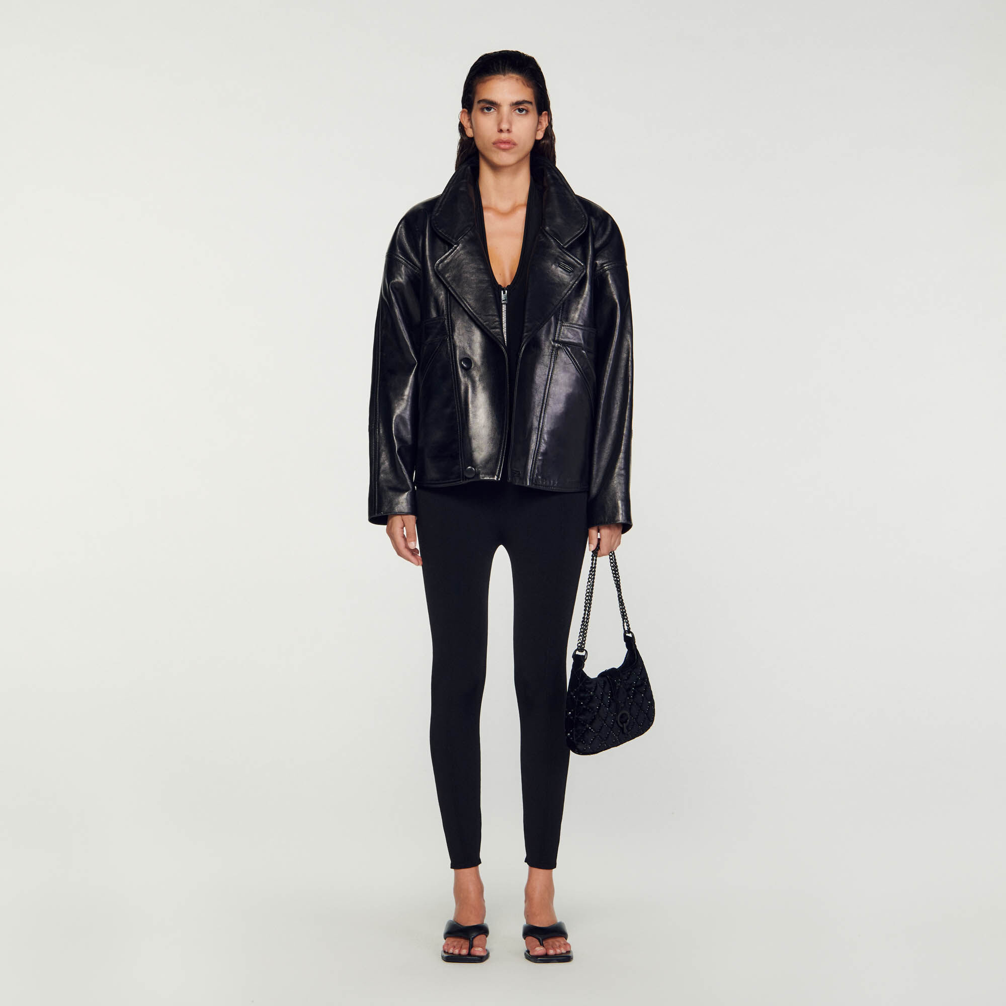Oversized leather jacket SFPBL00816 Blazers Jackets Sandro Paris