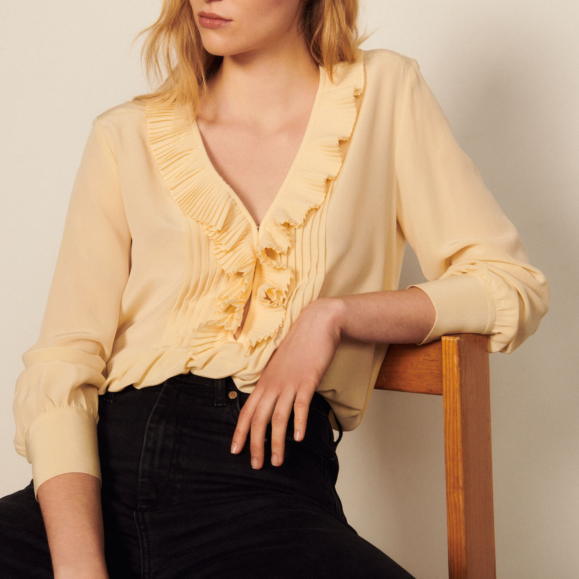Pleated ruffle blouse online