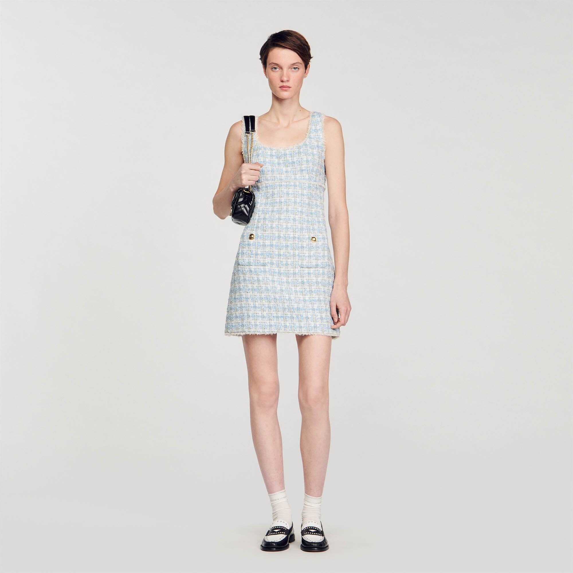 Tweed dress sleeveless cheap