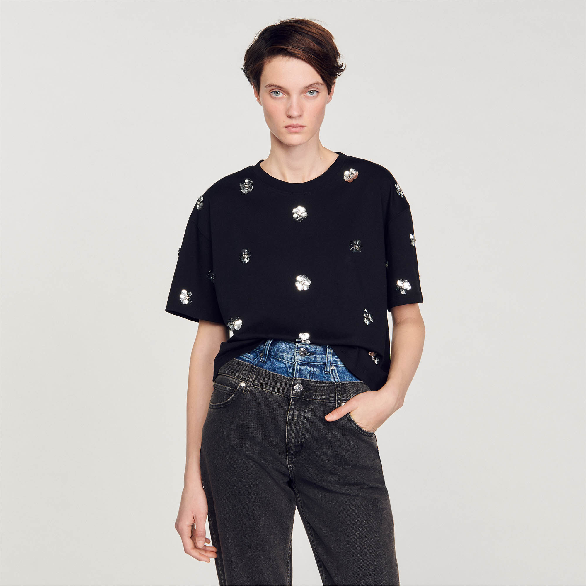 Zara sequin hot sale flower sweater