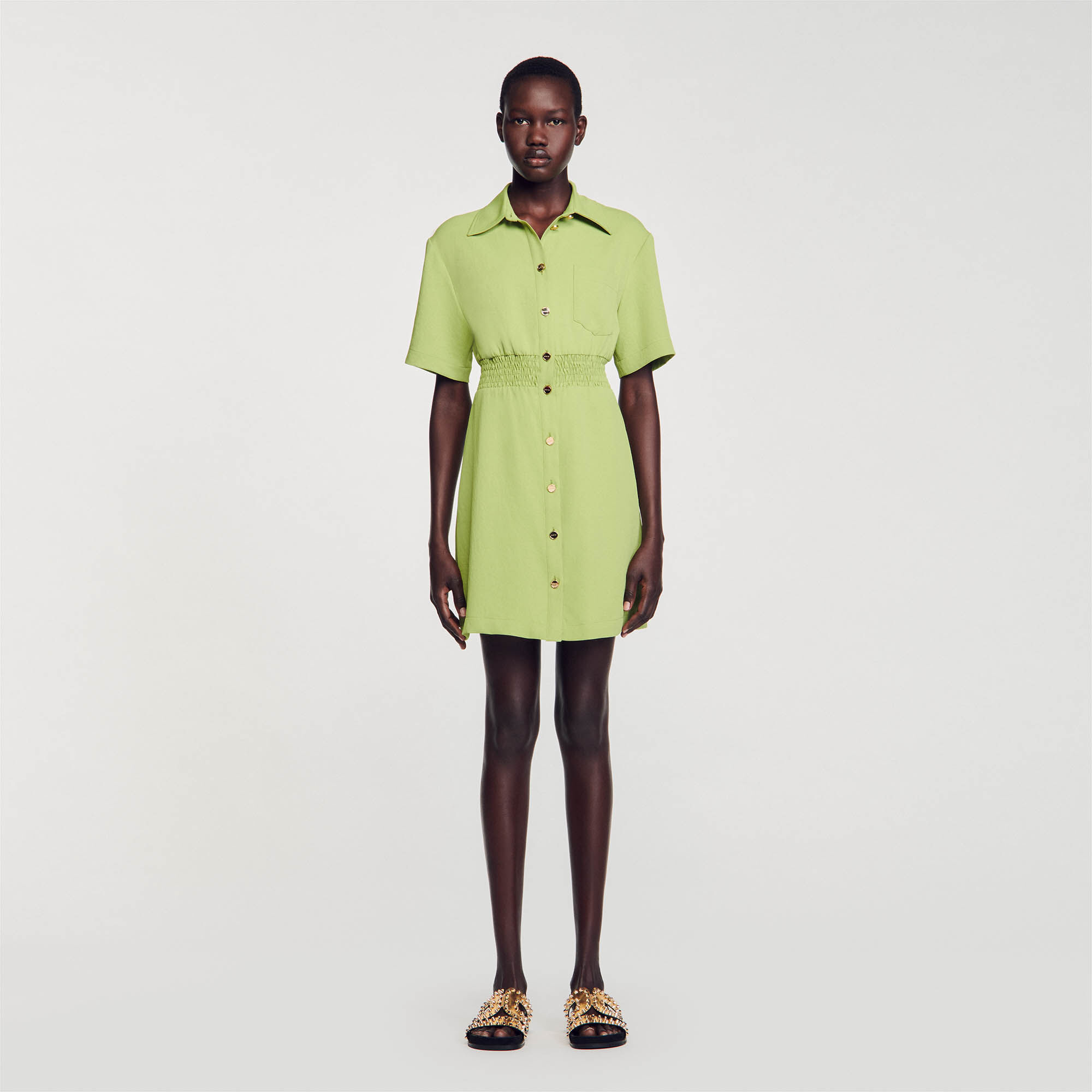 Olive green discount short sleeve dress