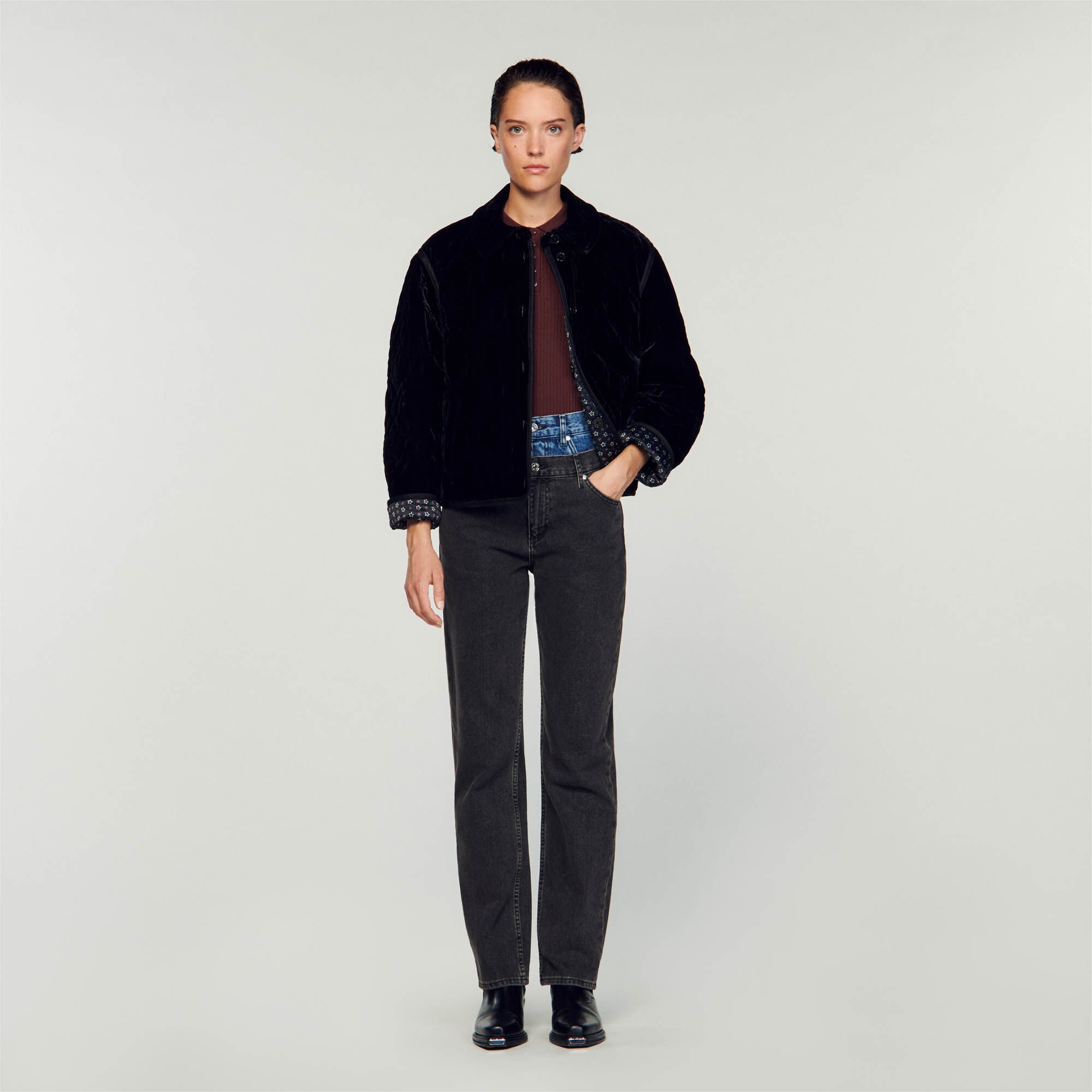 Sandro velvet clearance padded jacket