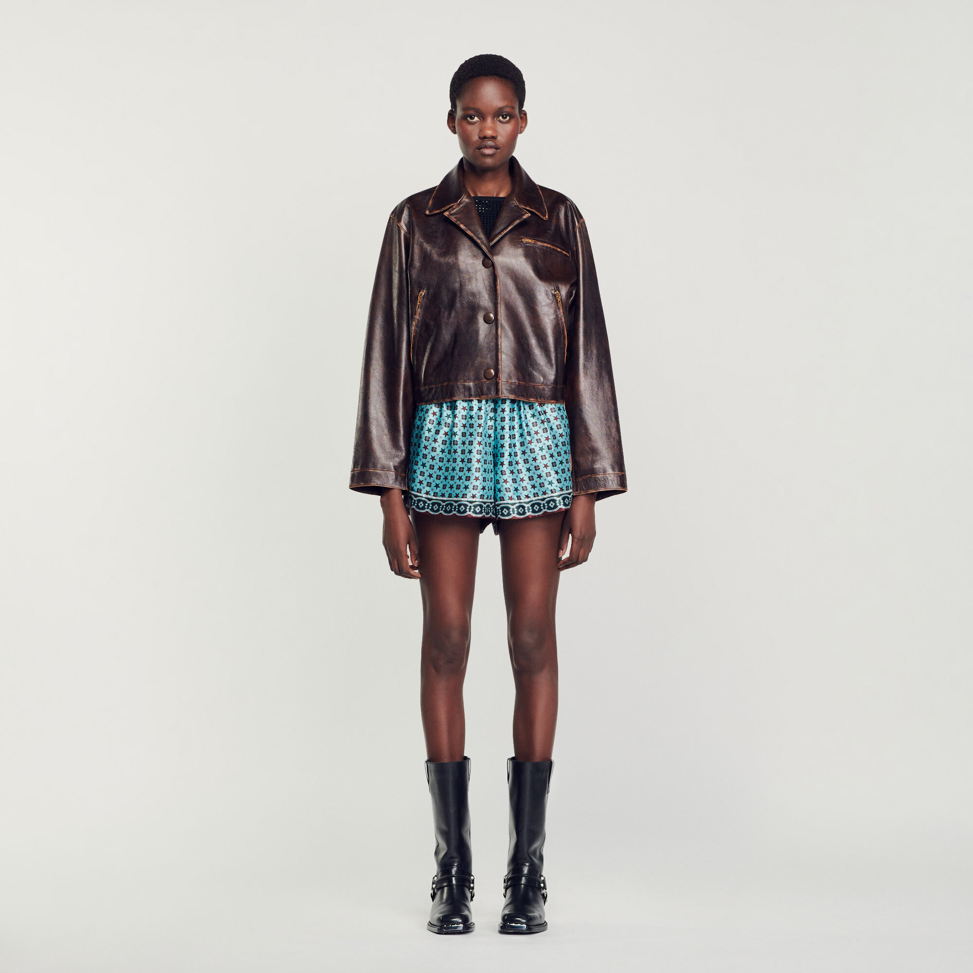 Blouson cuir top femme sandro