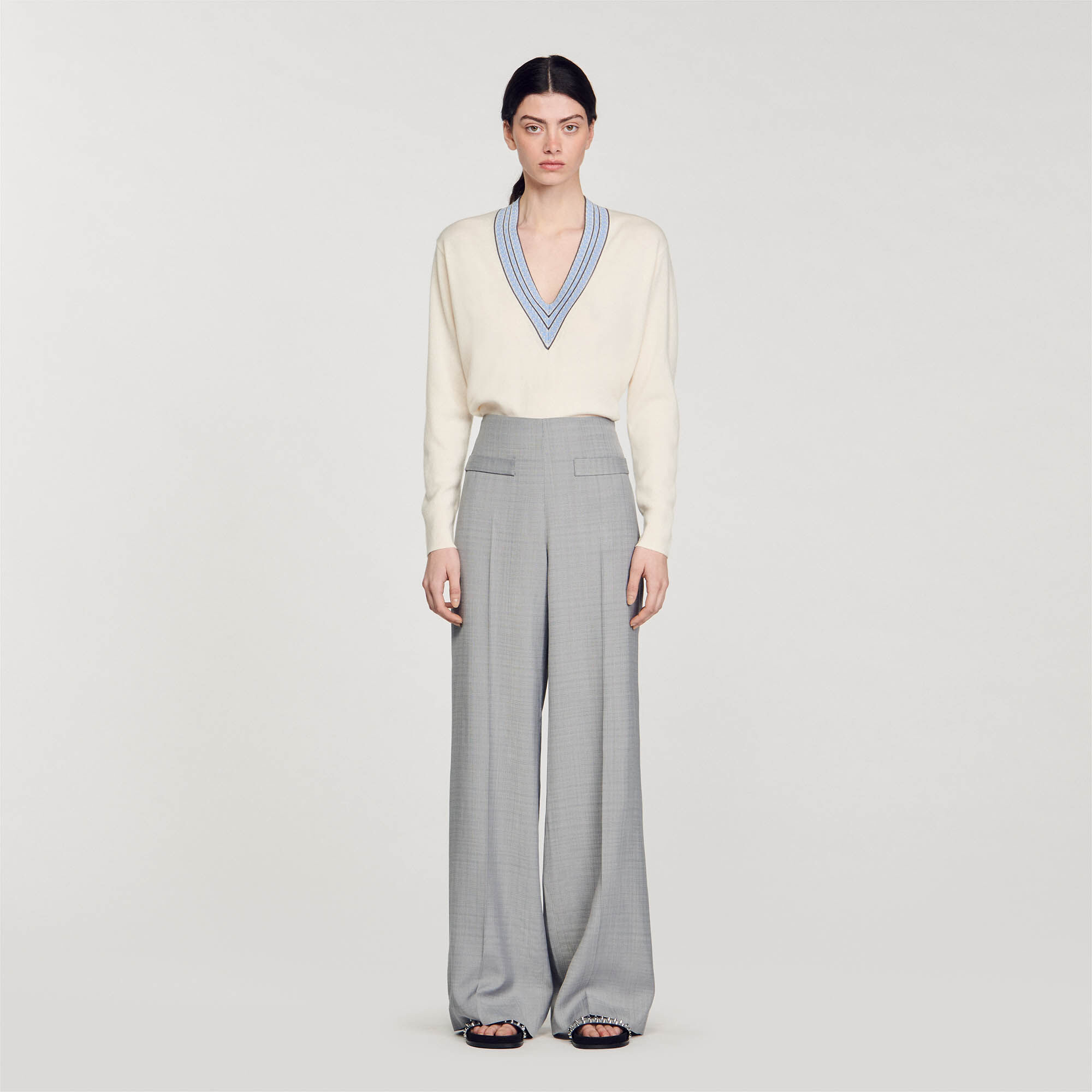 High waisted flared trousers