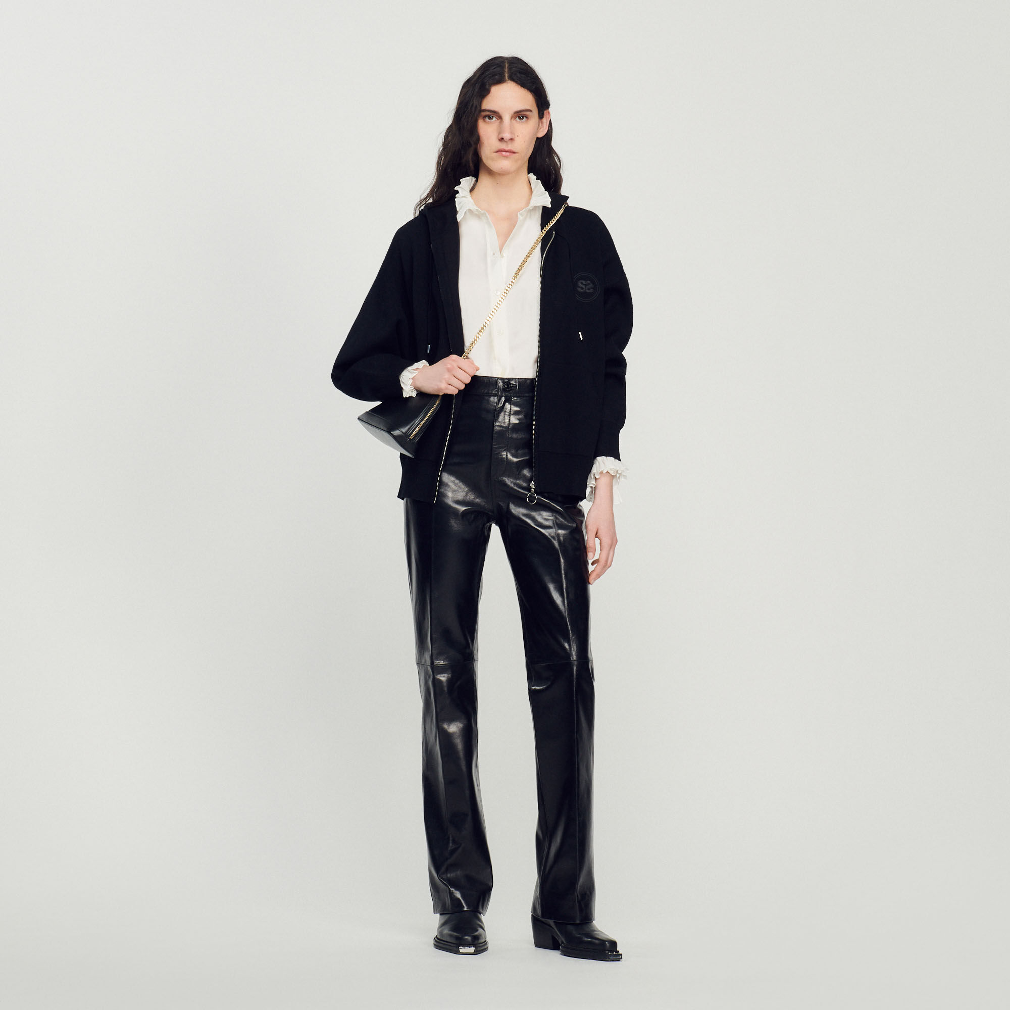 Side zip leather outlet pants