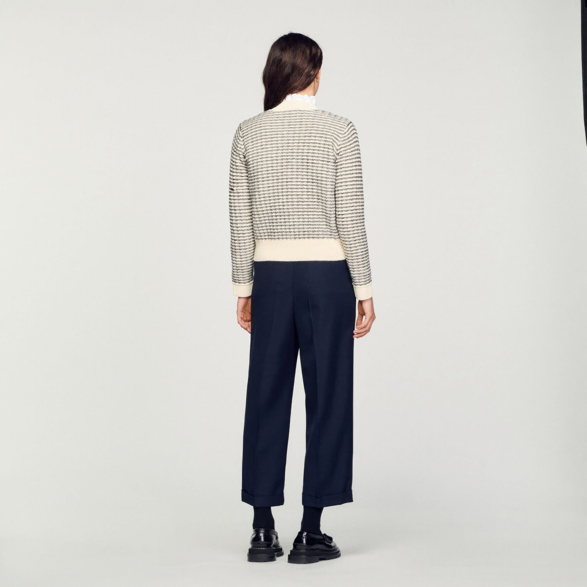 Striped knit cardigan shop