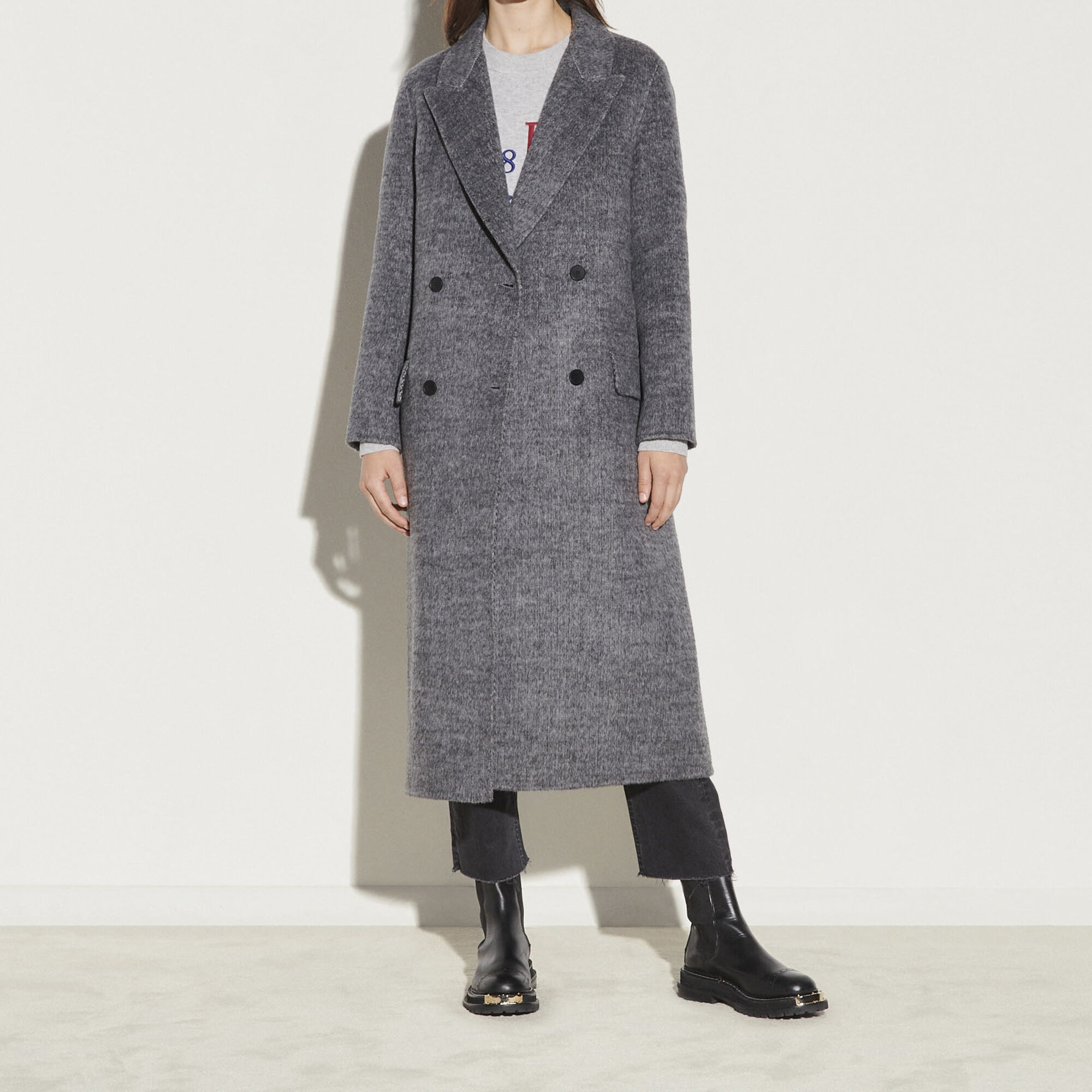 SANDRO DOUBLE-BREASTED WOOL COAT