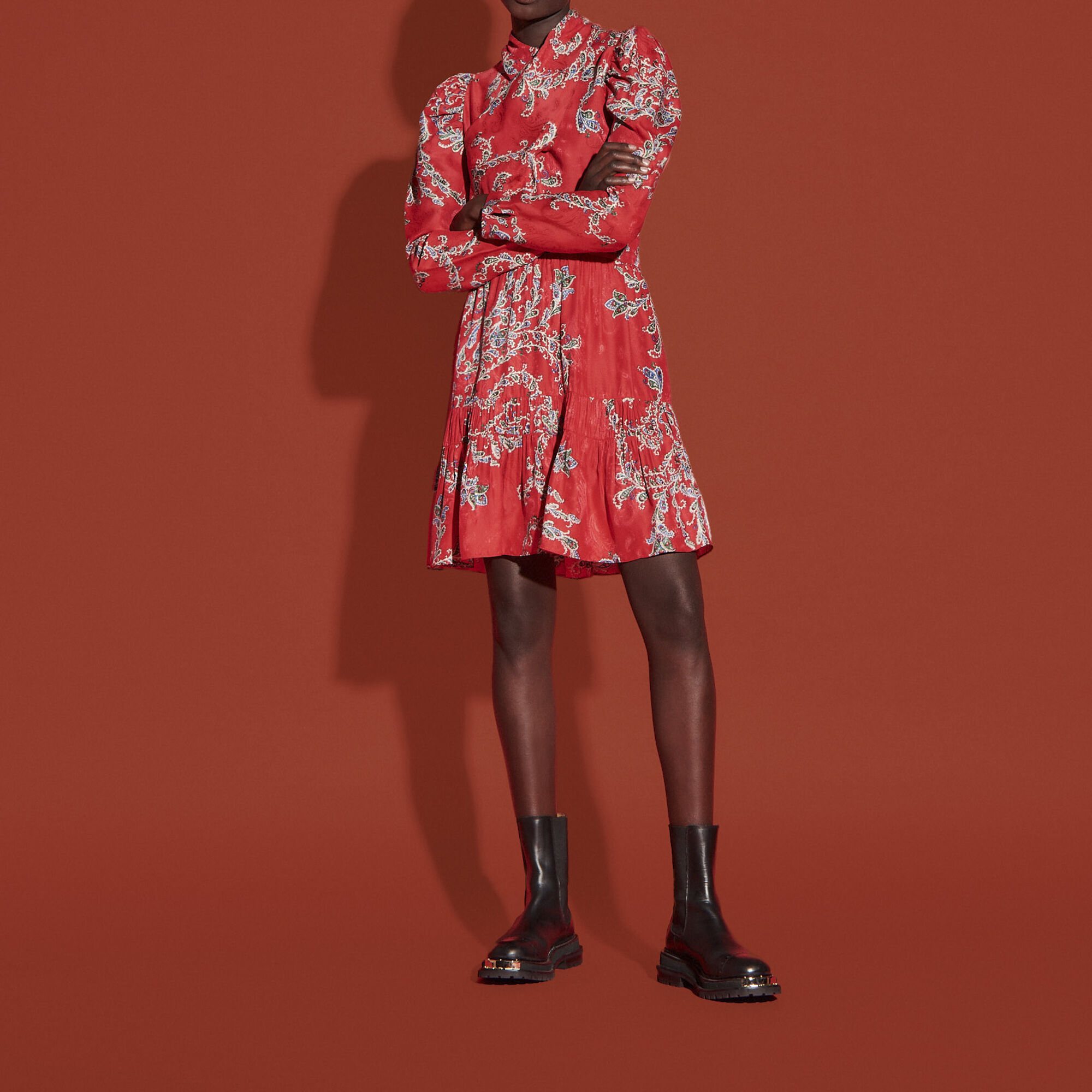 Sandro Short Printed Dress With Draped