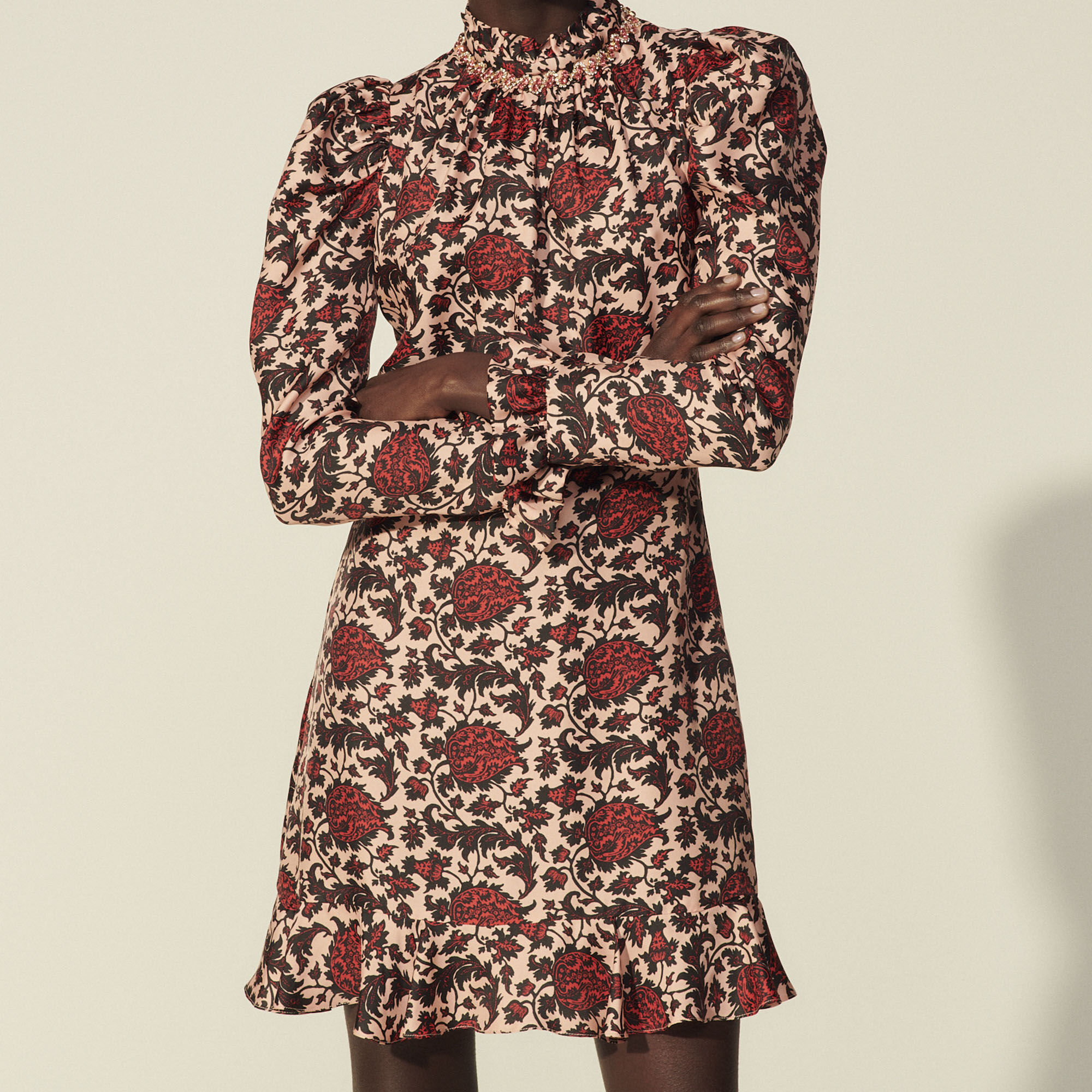Sandro short printed silk dress outlet