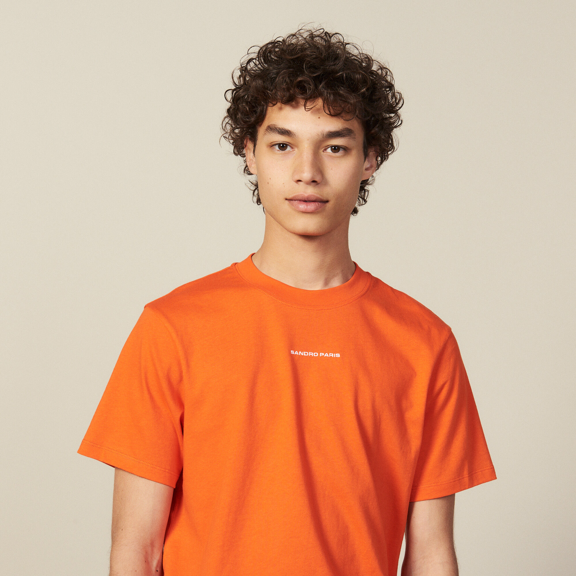 Sandro Organic Cotton T-shirt In Orange