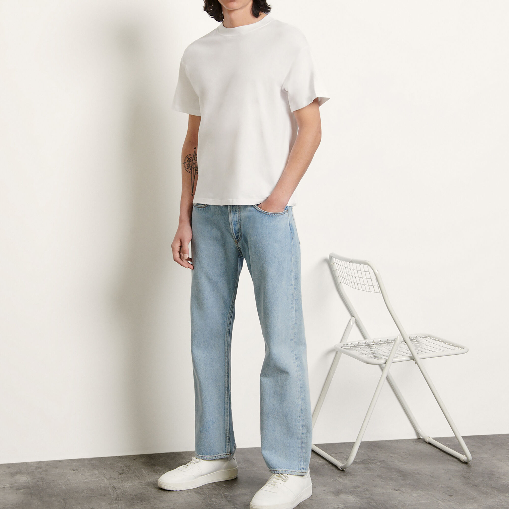 Sandro Brushed Cotton T-shirt In White