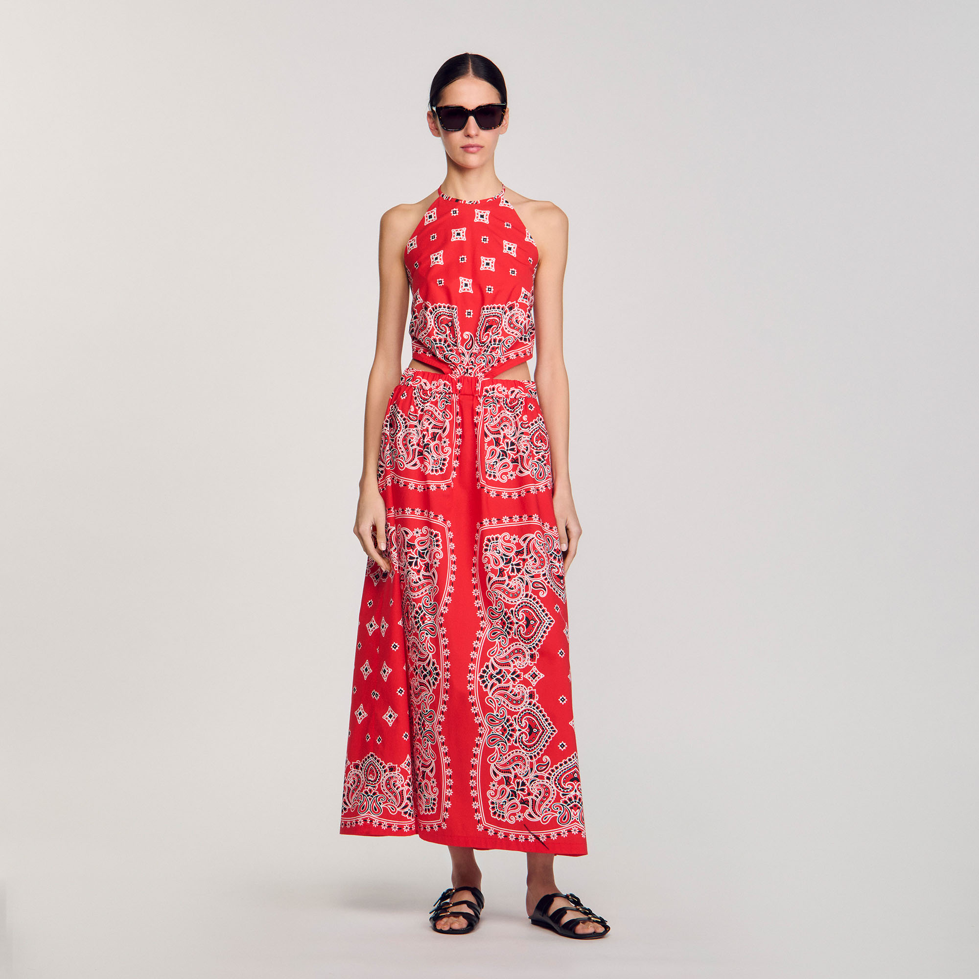 Bandana-print maxi dress red For Women | Sandro Paris