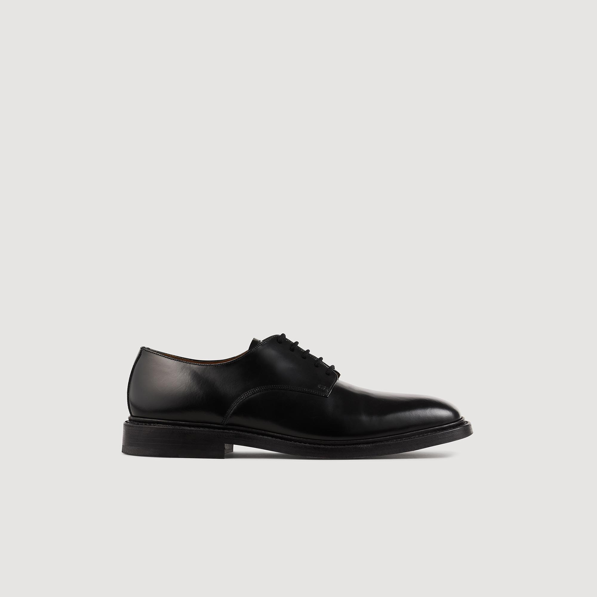 Glazed leather derbies black / gray for Men | Sandro Paris