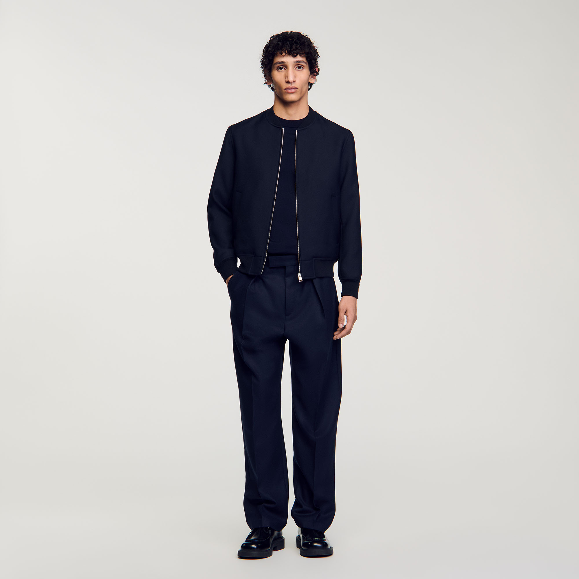 Zip-up varsity jacket blue for Men | Sandro Paris