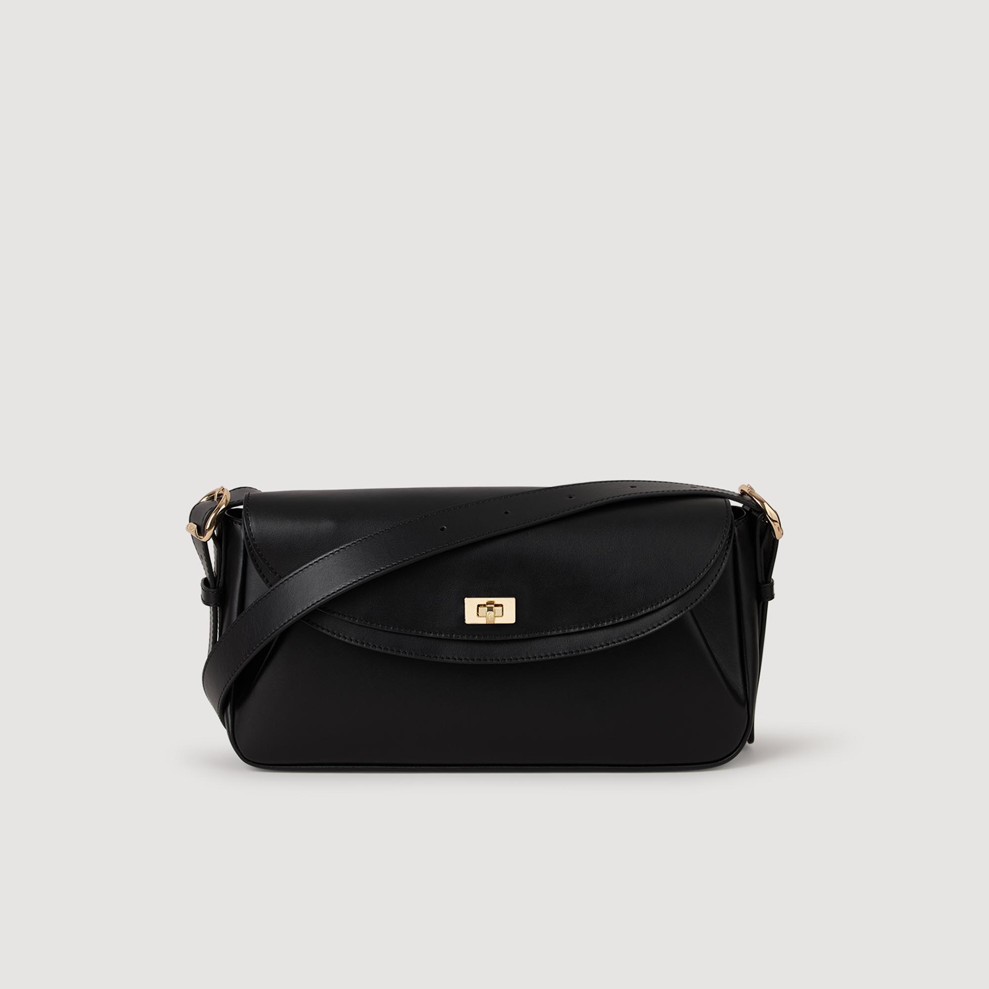 Le Mambo plain leather bag black / gray For Women | Sandro Paris