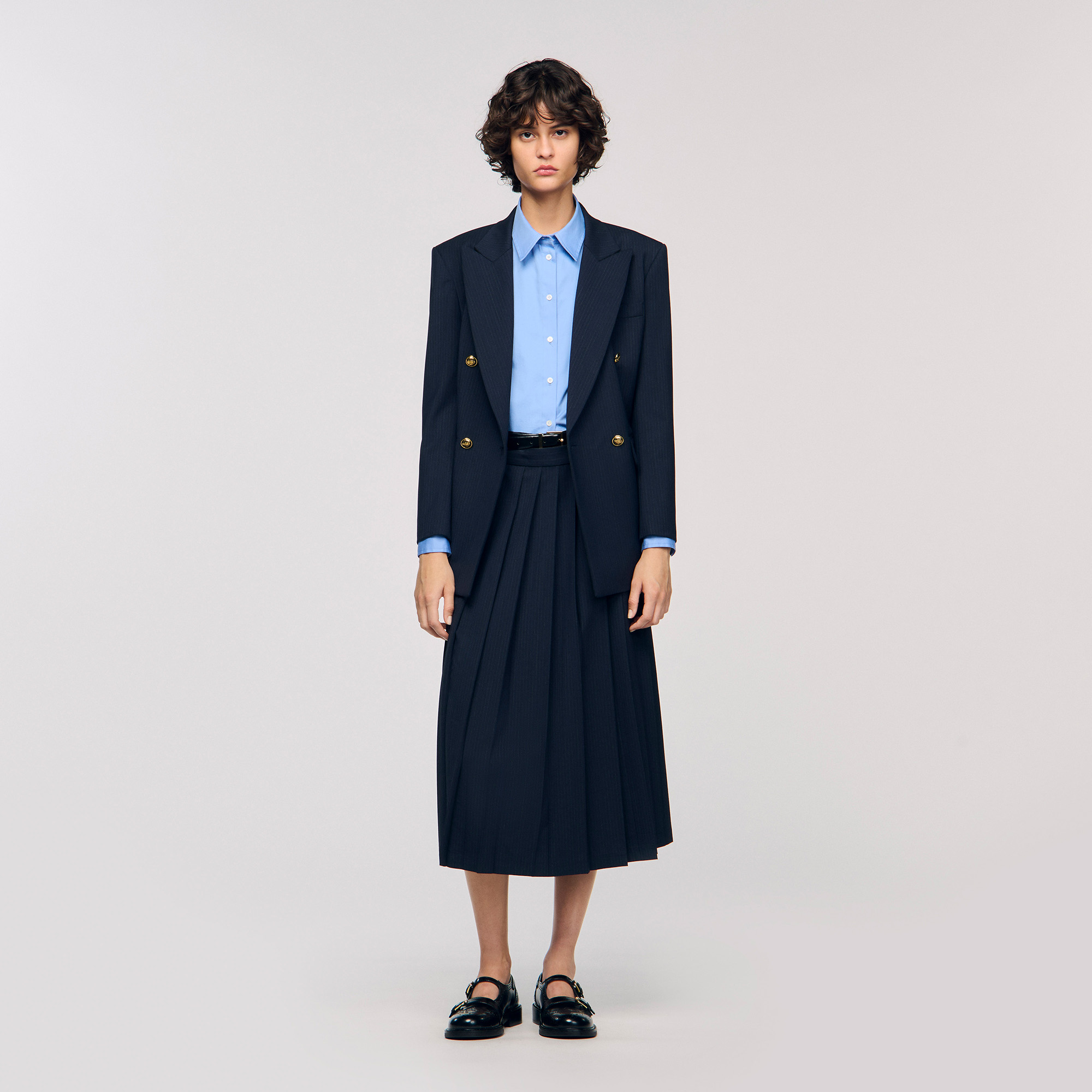 Sandro
 Scarf Print Pleated Skirt main image 1
