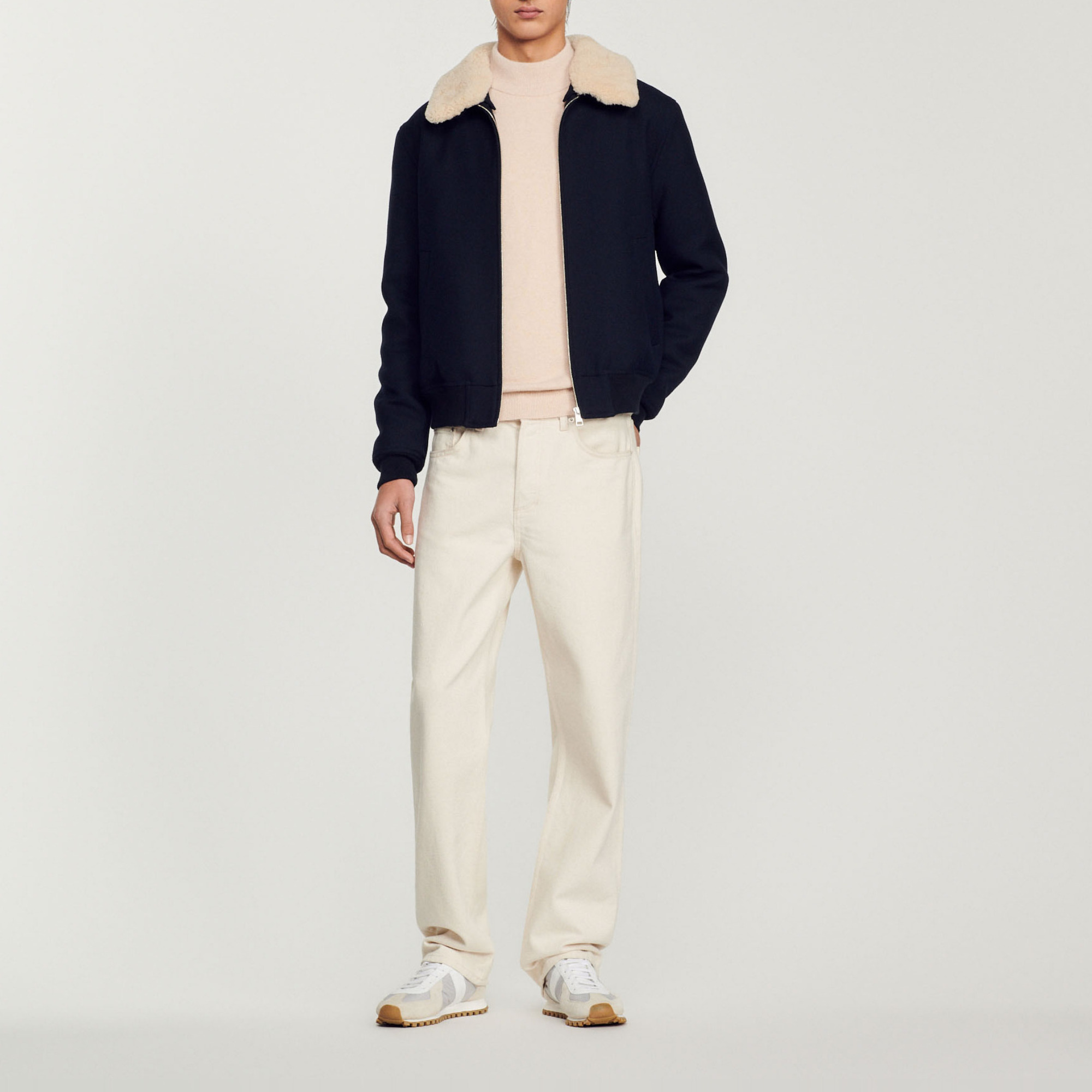 【海外限定】Sandro 綿ジャケット☆Contrast-Collar Button-Down Sandro_SHPBL00689-44_V_1.jpg