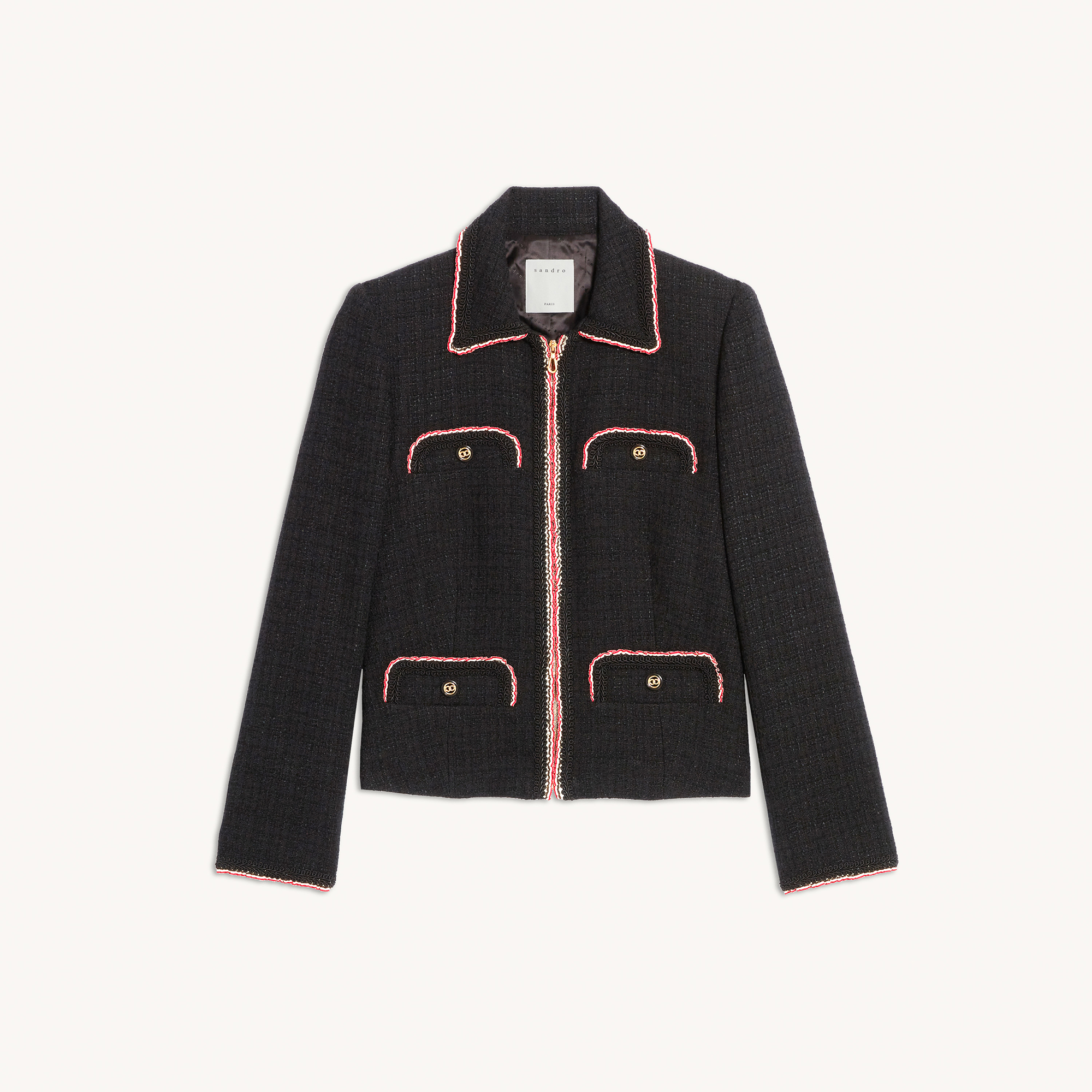 Jacquard tweed jacket SFPVE00454 Black - Blazers & Jackets | Sandro Paris