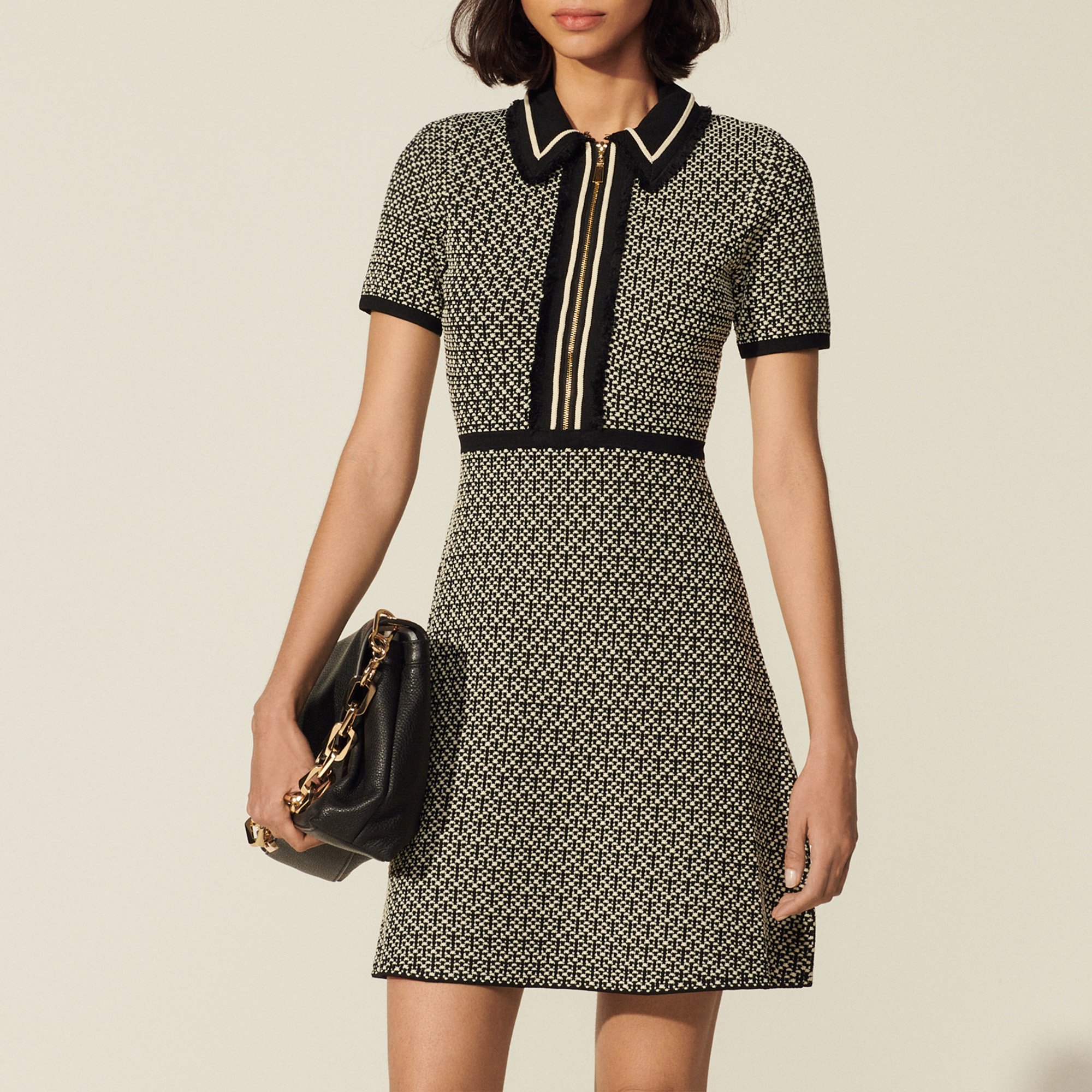 sandro knitted shirt dress