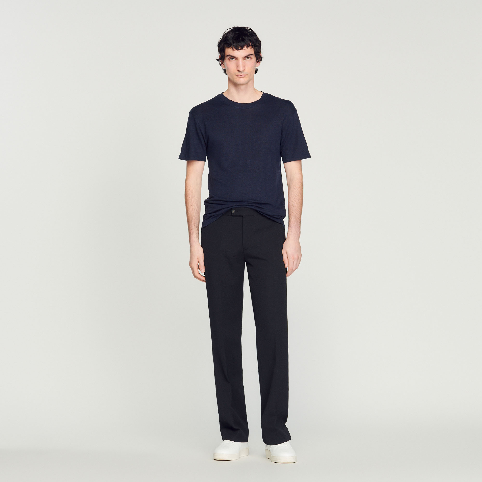 Linen T-shirt SHPTS00222 Navy Blue - T-shirts & Polo shirts | Sandro Paris